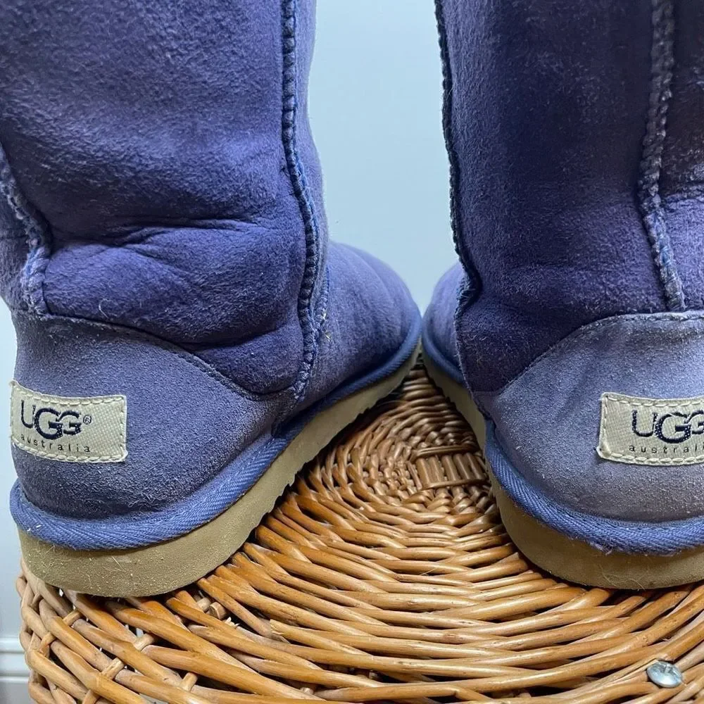 UGG Australia Classic Short 5251 Leather Sheepskin 6 Winter Boots Navy Blue